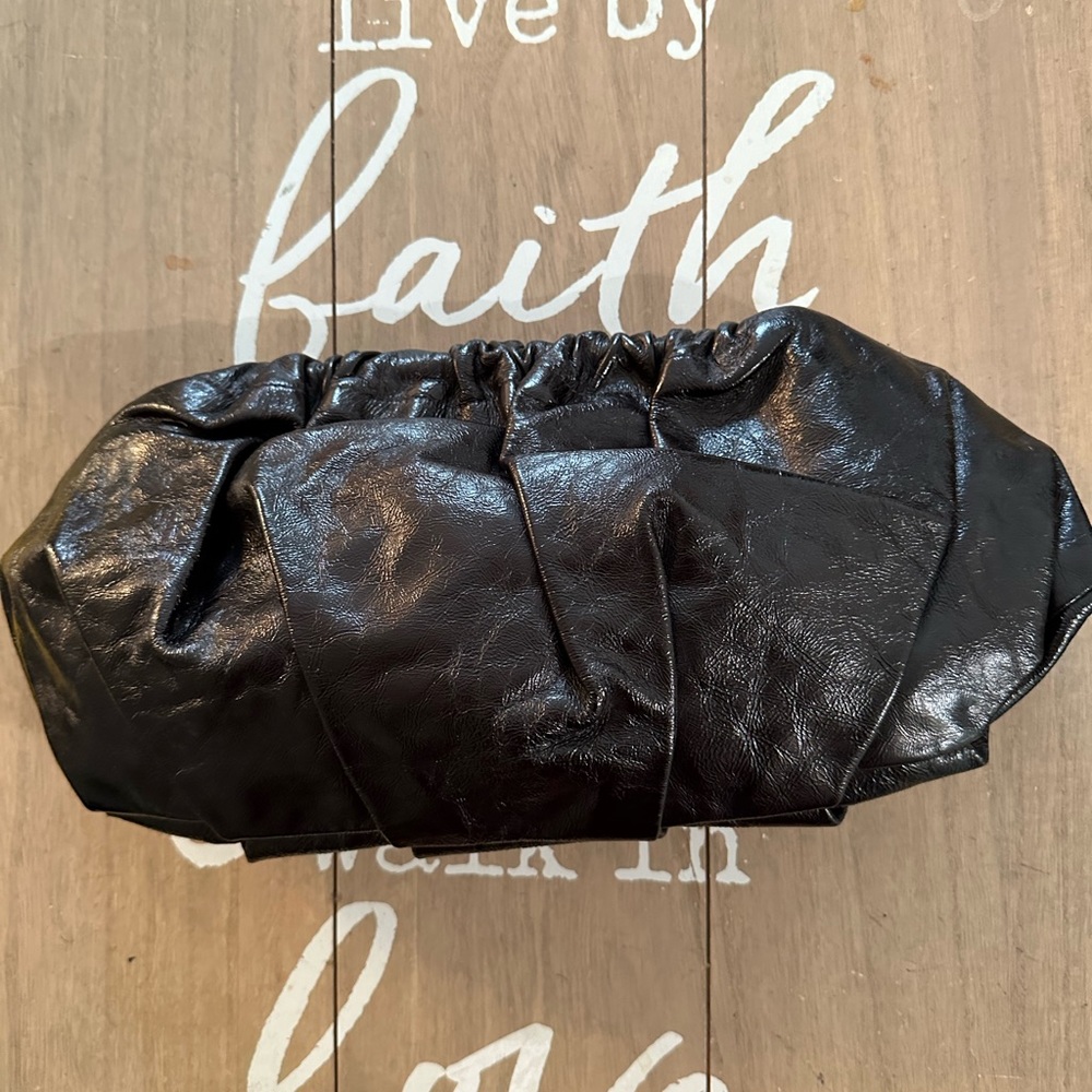 Foley + Corinna Vintage Black Patent Leather Clutch